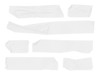 white masking tape strips with transparency,  adhesive tapes, isolated, extracted on transparent background, png file