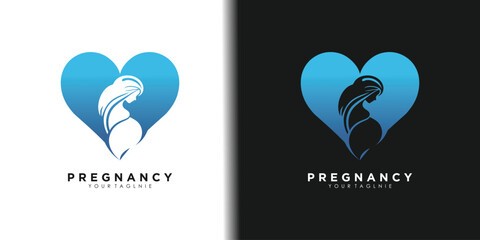 Pregnancy logo design vector icon with creative idea template