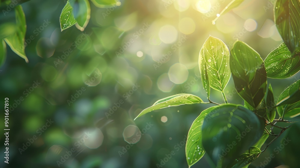Poster light and leaf background with a blurred effect