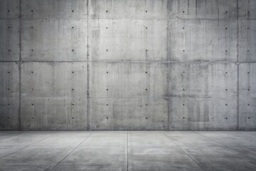 Grey concrete walls and floor create a minimalist, industrial-chic background with subtle texture and neutral tone, ideal for modern design and architectural concepts.