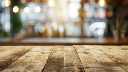 Light wood table with blurred background