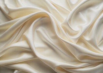 Obraz premium Soft, creamy white fabric background with subtle texture and gentle folds, creating a clean and minimalist wallpaper ideal for product photography and design.