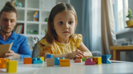 Fototapeta premium The child playing with blocks