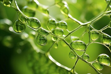 biology  laboratory, nature and science, plant structures, biochemistry, green background, botanical study