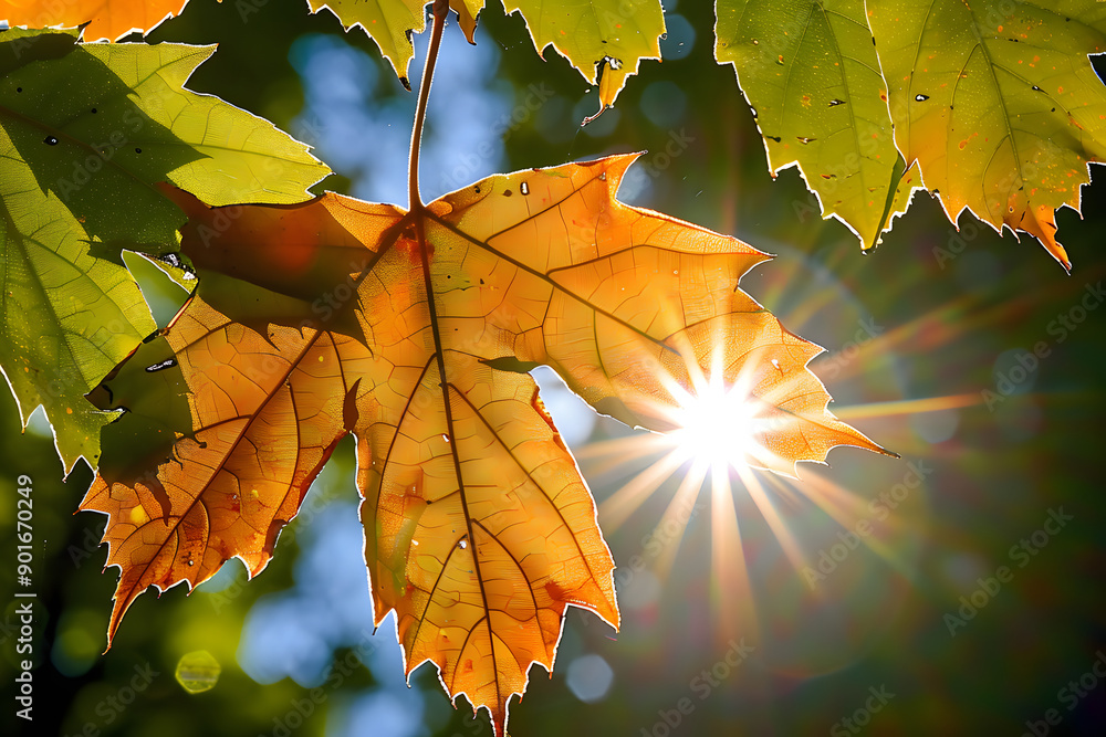 Wall mural leafy sunburst