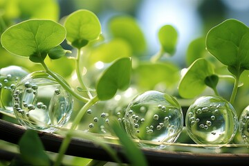 biology  laboratory, nature and science, plant structures, biochemistry, green background, botanical study