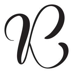 Hand drawn vector calligraphy letter K. Script capital font logo. Handwritten brush style flourish