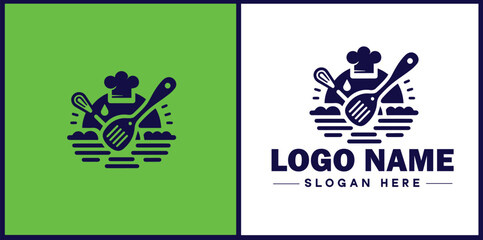 Cooking school icon Culinary academy Cooking institute Culinary school flat logo sign symbol editable vector