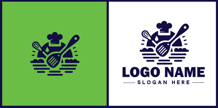 Cooking school icon Culinary academy Cooking institute Culinary school flat logo sign symbol editable vector