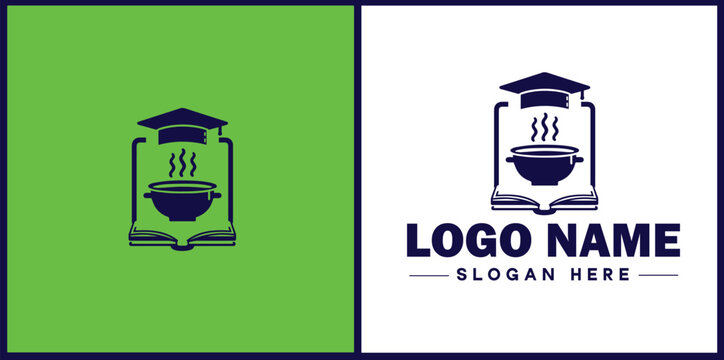 Cooking school icon Culinary academy Cooking institute Culinary school flat logo sign symbol editable vector