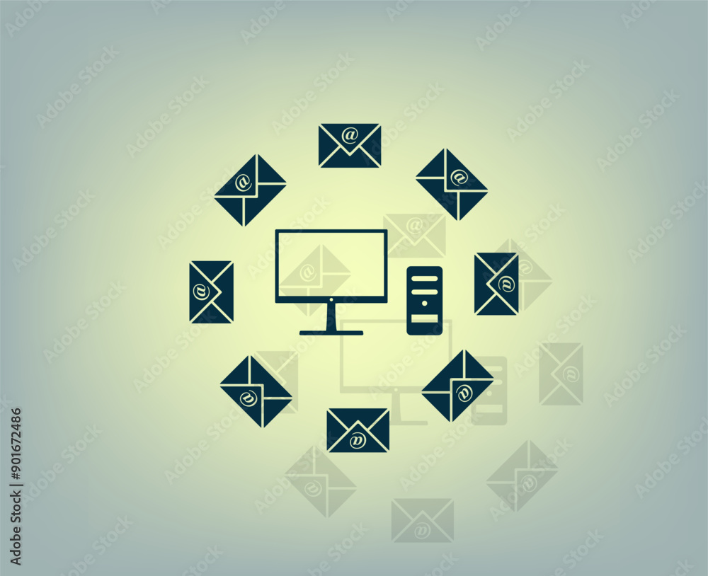 Poster vector icon with shadow on gray background with gradient.
