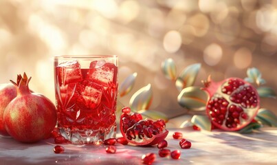 A glass of pomegranate juice