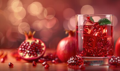 A glass of pomegranate juice