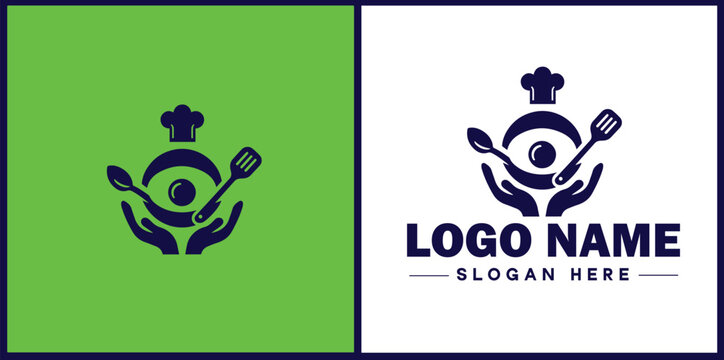 Cooking school icon Culinary academy Cooking institute Culinary school flat logo sign symbol editable vector