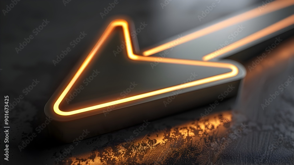 Aufkleber 3d metallic arrow with glowing edges pointing forward for business concept and progress