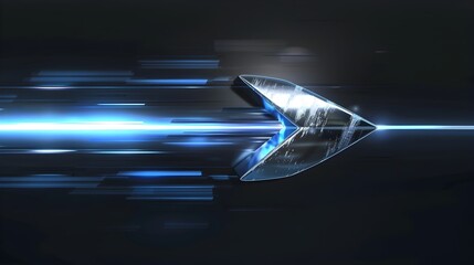 Metallic Arrow with Dynamic Lighting Effects Symbolizing Business Direction and Innovation