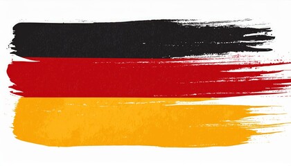 Obraz premium german banner ink brush; black red gold on white background, germany