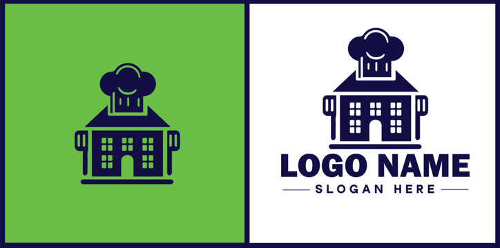 Cooking school icon Culinary academy Cooking institute Culinary school flat logo sign symbol editable vector