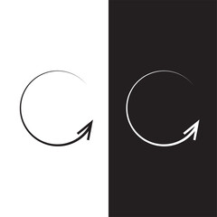 Semicircular thin arrow. Rounded curved shape. The semi circle arrow is moving and flies along a circular trajectory and path. Vector symbol. Isolated black on white background. vector Illustration . 