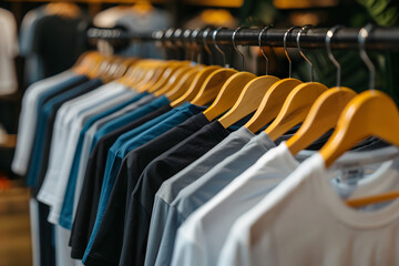 Men's T-Shirts on Rack in Plain Colors