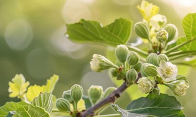 Close-up of flowering fig branches