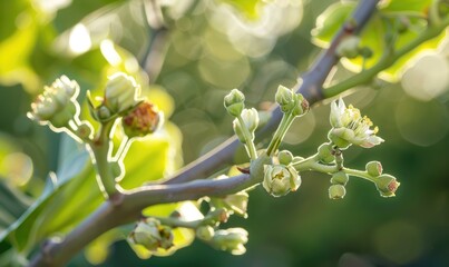 Fototapeta premium Close-up of flowering fig branches