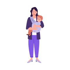 Mother with child in baby carrier vector illustration