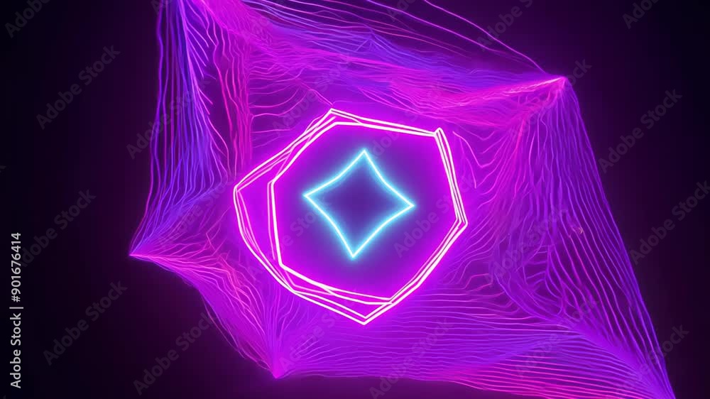 Aufkleber neon geometric shapes made of lines and different colors. concept: dynamic frame changes