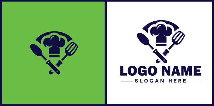 Cooking school icon Culinary academy Cooking institute Culinary school flat logo sign symbol editable vector