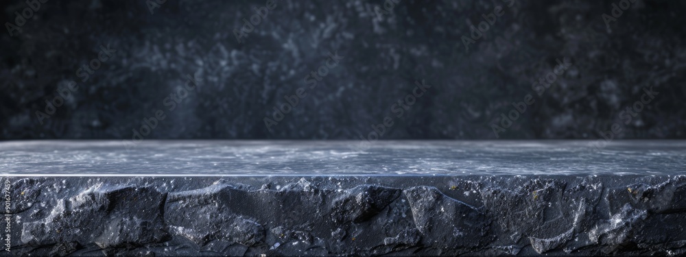 Poster empty stone countertop, dark gradient in the background