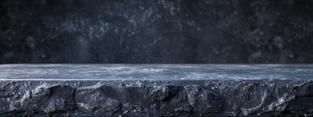 Empty stone countertop, dark gradient in the background