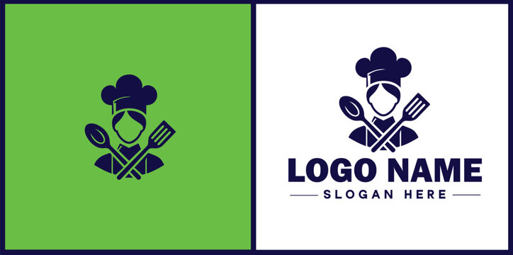 Cooking school icon Culinary academy Cooking institute Culinary school flat logo sign symbol editable vector