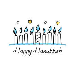 Hanukkah candles Menorah hand drawn sketch illustration. Vector design for flyer, poster, sticker, label, invitation
