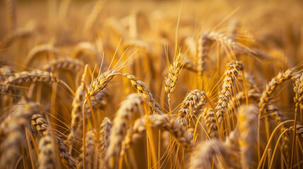 Fototapeta premium Wheat Field Close-Up at Golden Hour