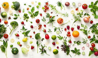 vegetable and fruits photo or illustrator on white background