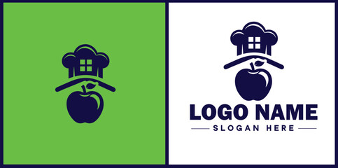 Cooking school icon Culinary academy Cooking institute Culinary school flat logo sign symbol editable vector