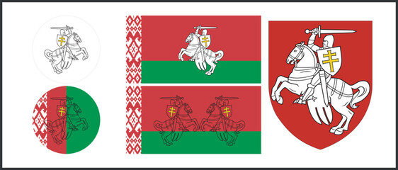 set Flag of Belarus. Belarusian national symbol in official colors. Template icon. Abstract vector background. 