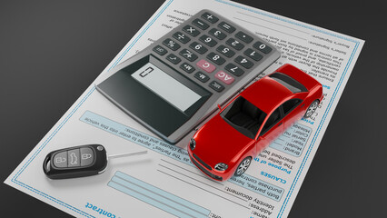 vehicle purchase, rental car, rent payment, vehicle tax payment, new car purchase, purchase and sale contract, purchase and sale, 3d illustration