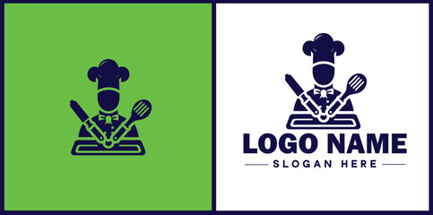 Cooking school icon Culinary academy Cooking institute Culinary school flat logo sign symbol editable vector