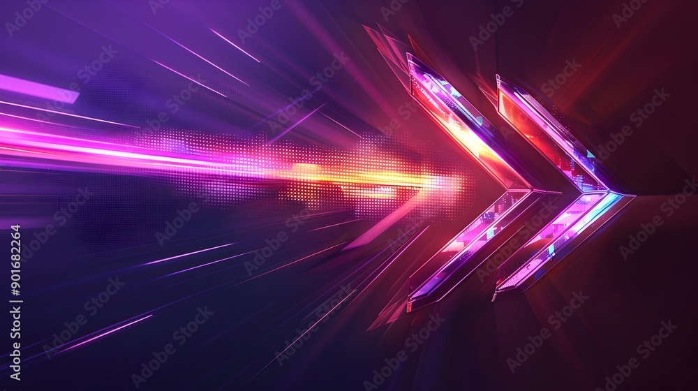 Poster vibrant metallic arrow with radiant core signifies dynamic business concept and progress
