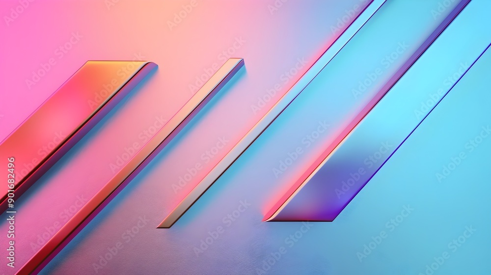 Aufkleber Luminescent Metallic Arrow on Vibrant Gradient Background - Dynamic Business Concept