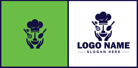 Cooking school icon Culinary academy Cooking institute Culinary school flat logo sign symbol editable vector