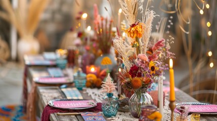 Fototapeta premium A Feast of Love: Exquisitely Decorated Wedding Celebration Table