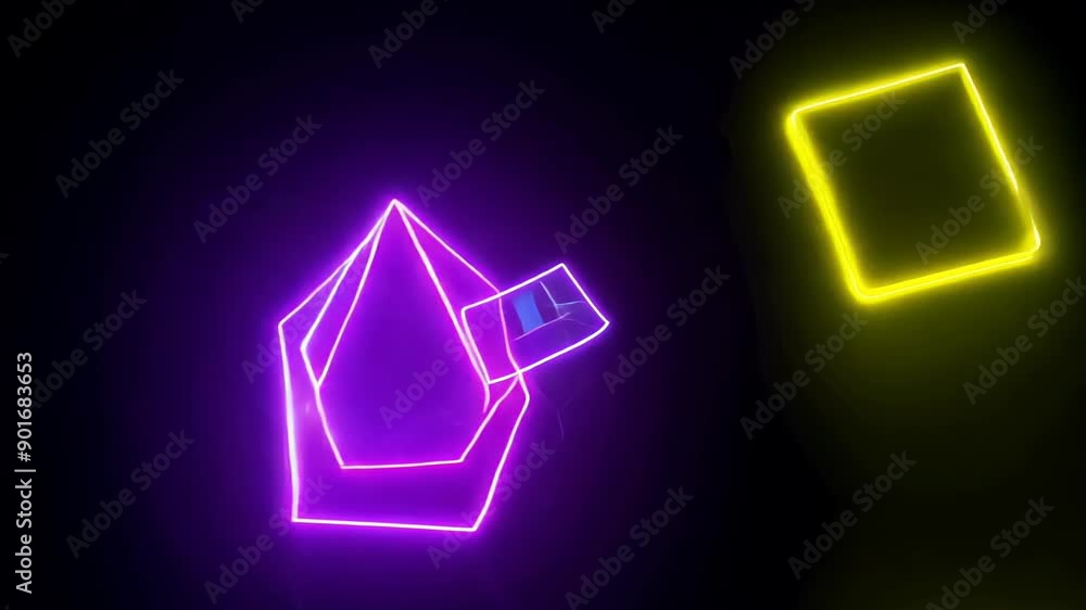 Aufkleber neon geometric shapes made of lines and different colors. concept: dynamic frame changes