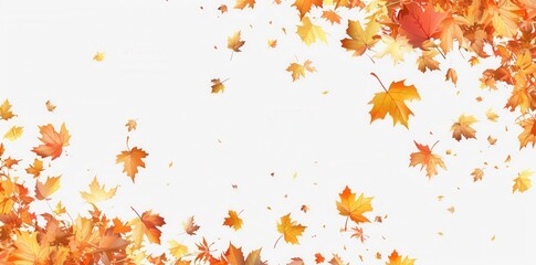 Fall Foliage. Vibrant autumn leaves on transparent background. High detailed wall art 020.