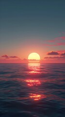 Stunning Sunset Reflection Over Serene Ocean Landscape