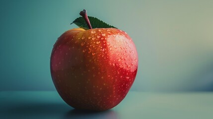 Fresh red apple with water droplets