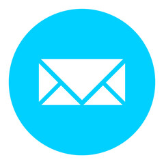 Blue email envelope button icon with simple and modern design