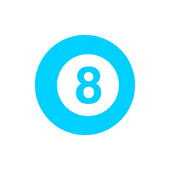 Number 8 blue billiard ball with a simple and modern design