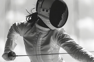 A fencer lunging forward, the foil tip aimed precisely at their opponent